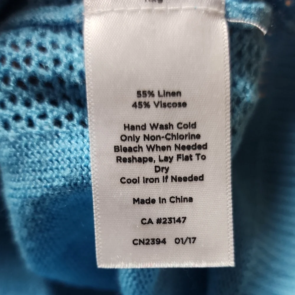 TALBOTS | Light Blue Linen Blend Preppy Breathable‎ Scoop Neck Knit Sweater | L